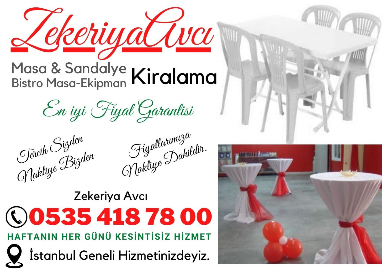 Gayrettepe Masa Sandalye Kiralama